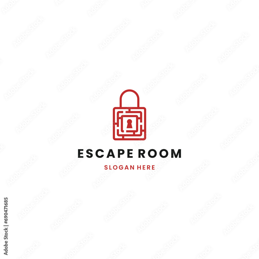 Escape room abstract logo design, escape room combine with pad lock logo Escape room abstract logo design, escape room combine with pad lock logo