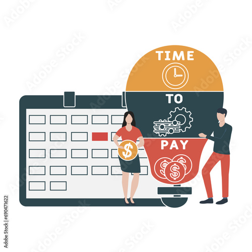 TTP Time To Pay  acronym. business concept background.  vector illustration concept with keywords and icons. lettering illustration with icons for web banner, flyer, landing