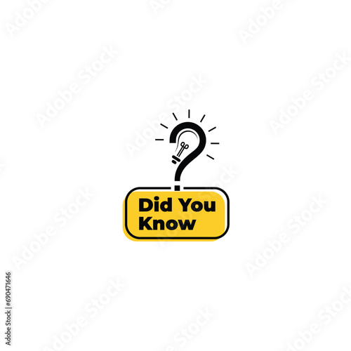 Did you know vector template post icon for social media background, fun fact with lightbulb idea