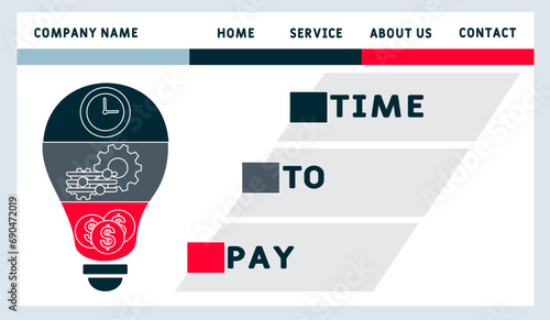 TTP Time To Pay  acronym. business concept background.  vector illustration concept with keywords and icons. lettering illustration with icons for web banner, flyer, landing