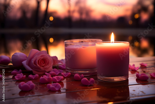 valentines day background  social media background for vday  full of romance cards with love  red rose and candles 