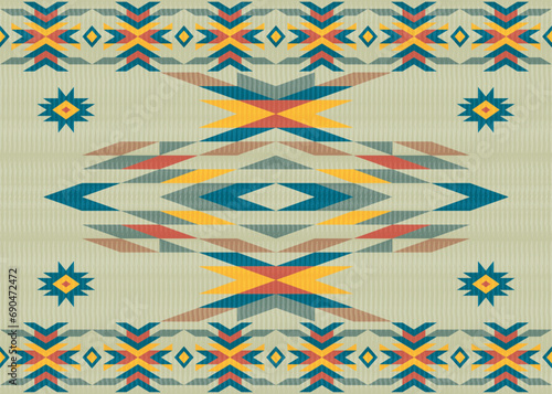 American ethnic native pattern.Traditional Navajo,Aztec,Apache,Southwest and Mexican style fabric pattern.Abstract vector motifs pattern.Design for fabric,clothing,blanket,carpet,woven,wrap,decoration
