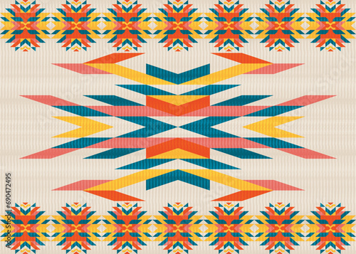 American ethnic native pattern.Traditional Navajo,Aztec,Apache,Southwest and Mexican style fabric pattern.Abstract vector motifs pattern.Design for fabric,clothing,blanket,carpet,woven,wrap,decoration
