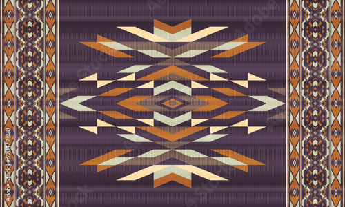 American ethnic native pattern.Traditional Navajo,Aztec,Apache,Southwest and Mexican style fabric pattern.Abstract vector motifs pattern.Design for fabric,clothing,blanket,carpet,woven,wrap,decoration