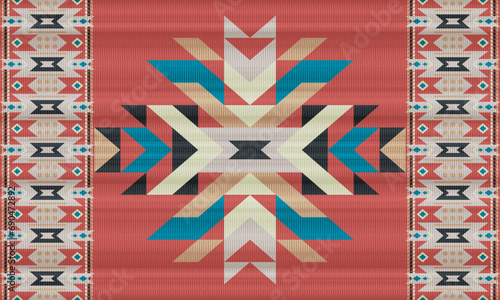 American ethnic native pattern.Traditional Navajo,Aztec,Apache,Southwest and Mexican style fabric pattern.Abstract vector motifs pattern.Design for fabric,clothing,blanket,carpet,woven,wrap,decoration