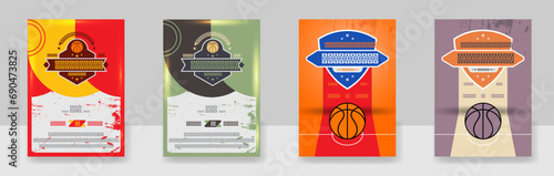 A set of Vector illustration of a poster template for a basketball tournament, an Vector Icon of a basketball on a poster