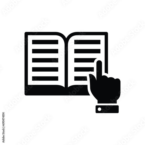 Studying reading book vector icon