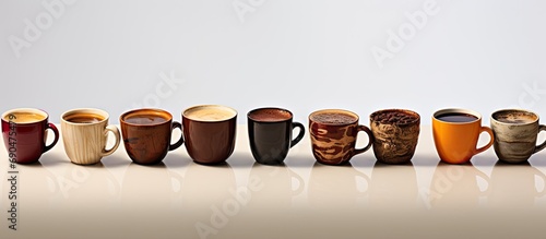 Coffee in various cups - time for coffee. photo