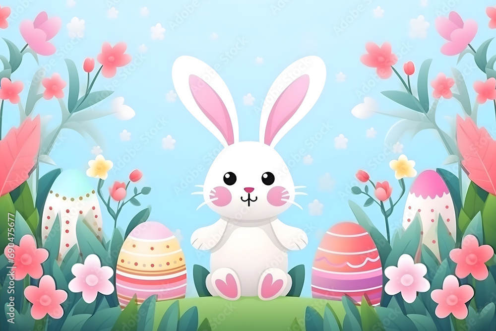easter card, easter bunny with eggs, easter eggs and flowers, easter eggs in a basket, easter eggs and flowers on a white background, easter wall paper and background for social media easter card, easter bunny with eggs, easter eggs and flowers, easter eggs in a basket, easter eggs and flowers on a white background, easter wall paper and background for social media