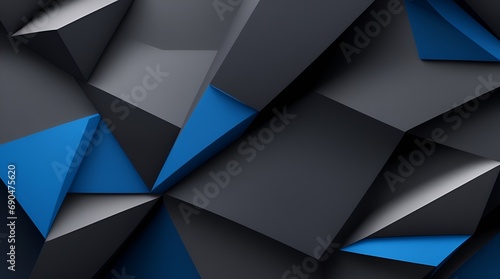 Black dark gray blue white abstract background. Geometric pattern shape. Line triangle polygon angle fold. Color gradient. Shadow. Matte. 3d effect. Rough grain grungy. Design. Template. Presentation. photo