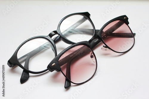 Sunglasses isolated on a white background. Selective focus.