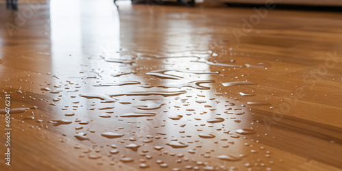 water on wooden floor