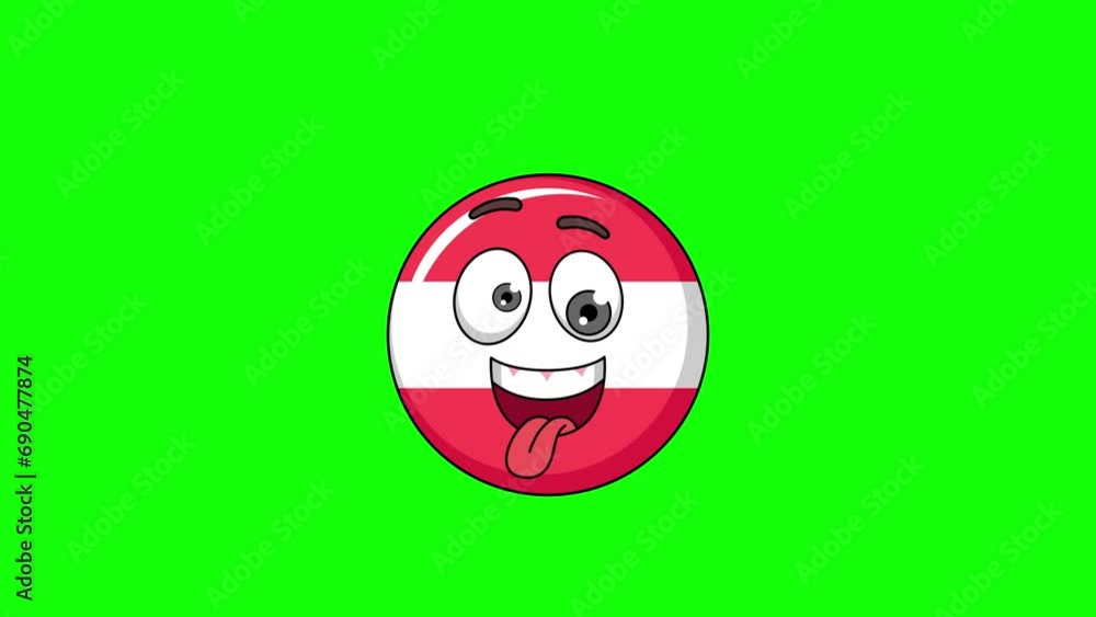 Funny face animation of flag of austria cartoon, mascot on a greenscreen Funny face animation of flag of austria cartoon, mascot on a greenscreen