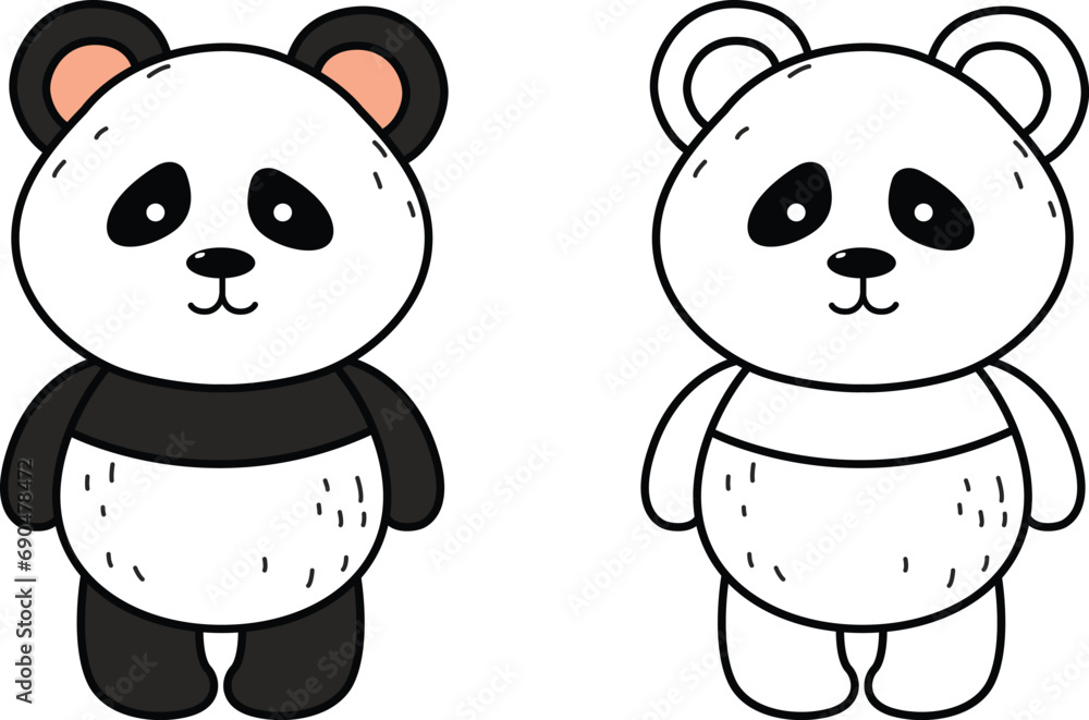 Naklejka premium Illustration of colorful cartoon character panda