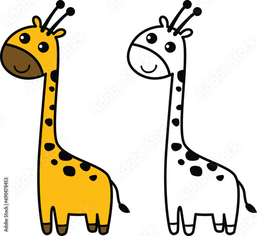 Illustration of colorful cartoon character giraffe