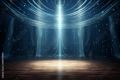 Magical stage curtains, downstage and main valance of theatre photo