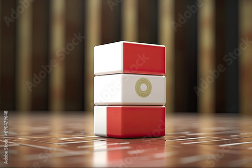 3d minimalist Indonesia flag bokeh background Generative AI photo