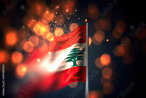 3d minimalist Lebanon flag bokeh background Generative AI photo