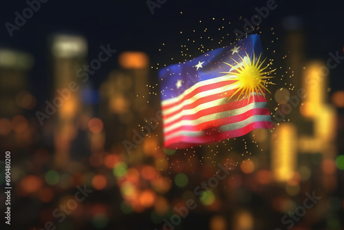 3d minimalist Malaysia flag bokeh background Generative AI photo