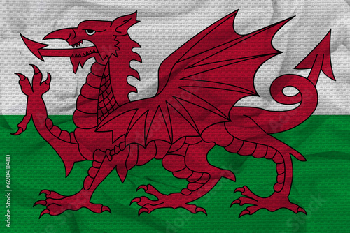 Flag Of Wales, Wales flag vector  illustration  National flag of Wales,  Wales  flag. fabric flag of Wales. photo