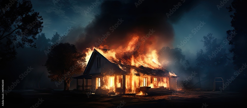 Nocturnal house fire; arson, fires, disasters.