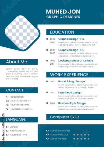 Digital CV or Resume Design. (ID: 690482809)