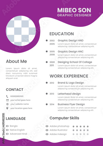 Digital CV or Resume Design. (ID: 690482818)