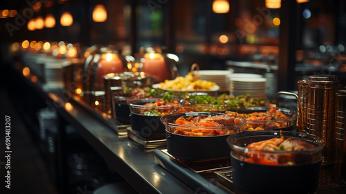 Reception Buffet food in a hotel restaurant