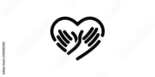 Love Logo Template, Heart and Hand Logo, Health Care Logo, People Care Logo Design. Human Care Logo