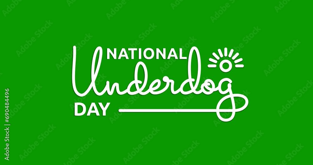 National Underdog Day Text Animation. Handwritten text calligraphy on the green screen screen with alpha channel. Great for celebrations, events, Festivals, and campaigns. National Underdog Day Text Animation. Handwritten text calligraphy on the green screen screen with alpha channel. Great for celebrations, events, Festivals, and campaigns.