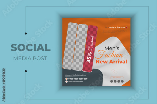 Men's fashion social media post design template. unique social media design with texture feel.