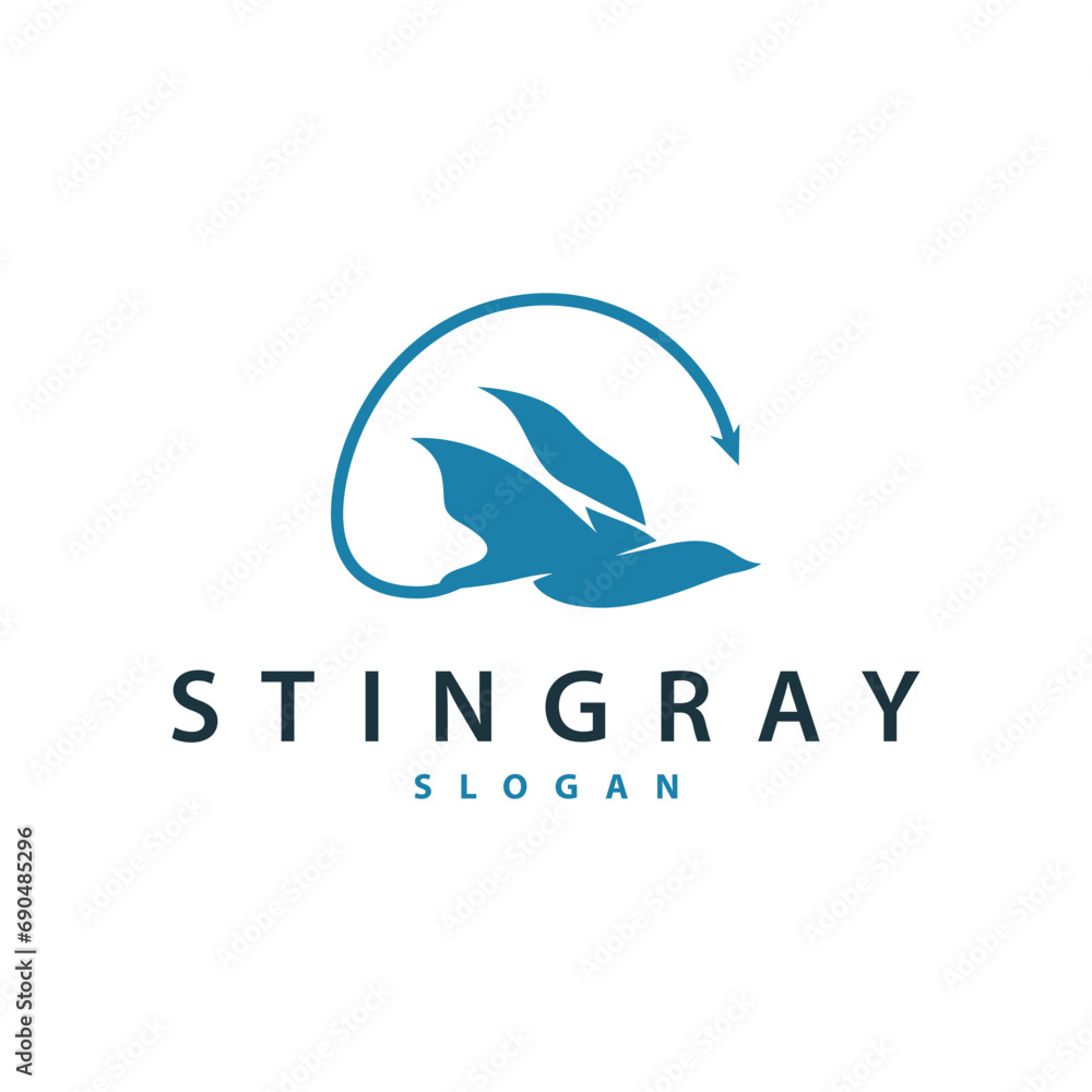 Obraz premium Stingray fish logo ocean animal design simple black manta silhouette illustration