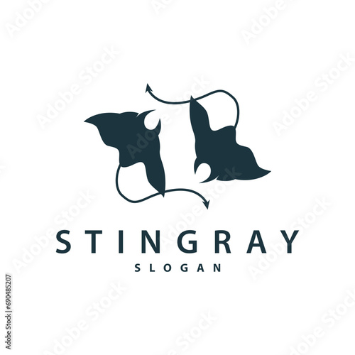 Stingray fish logo ocean animal design simple black manta silhouette illustration