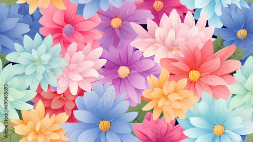 flowers rainbow of pastel colors seamless pattern © ginstudio