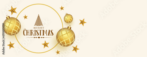 realistic merry christmas decorative banner with text space