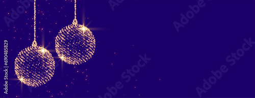 sparkling christmas balls in particle style with text space