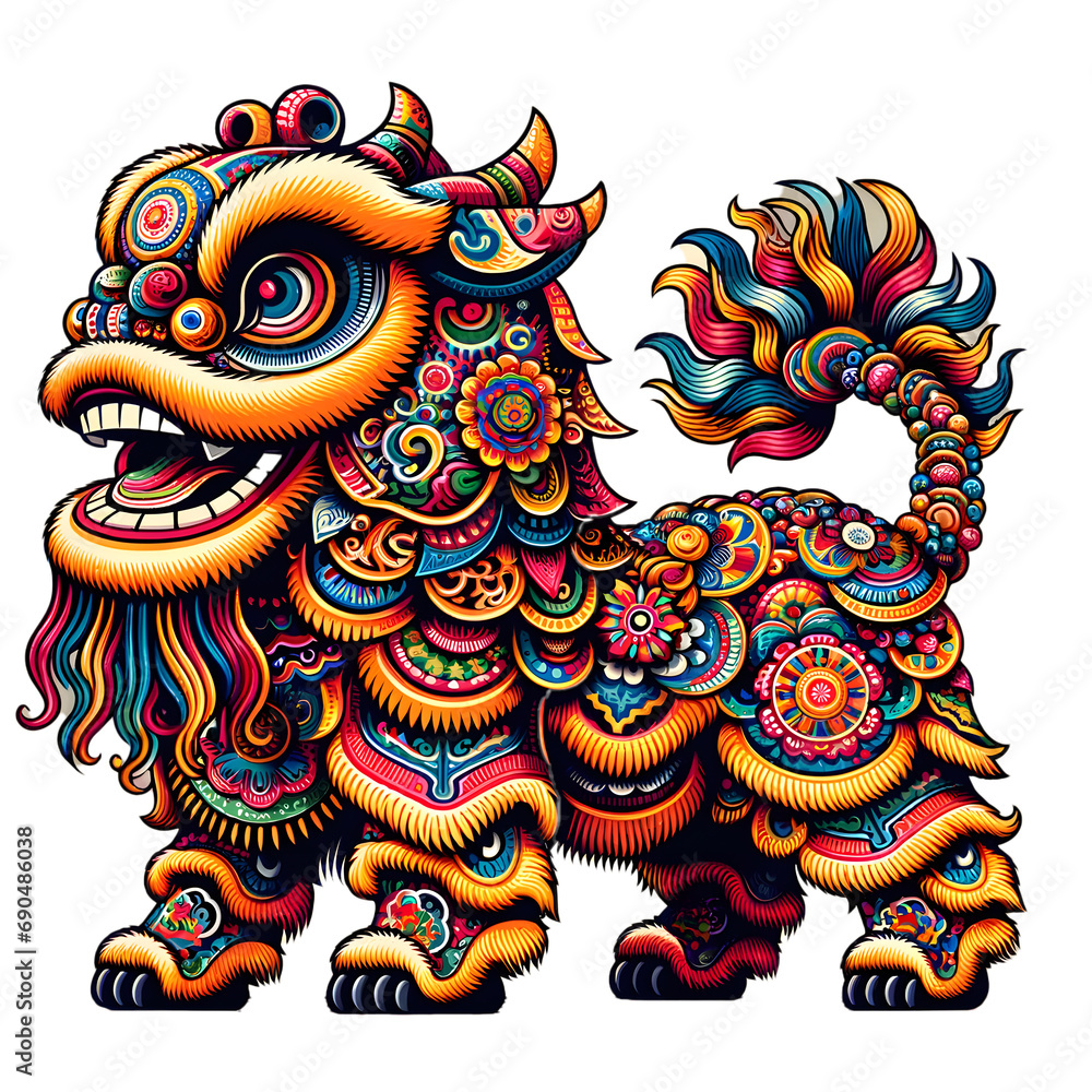 Colorful chinese lion. Chinese imperial lion illustration Colorful chinese lion. Chinese imperial lion illustration