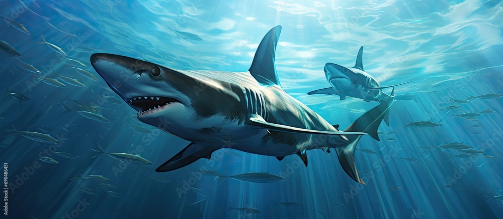 Fototapeta premium Thresher sharks in Malapascua, Philippines.