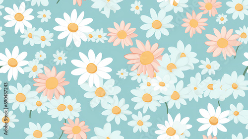 pattern daisies pastel colors