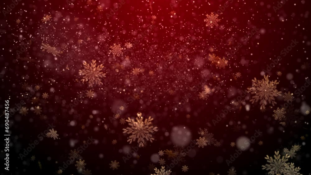 Golden Snow. Red Background. Looped. 4K. Golden Snow. Red Background. Looped. 4K.