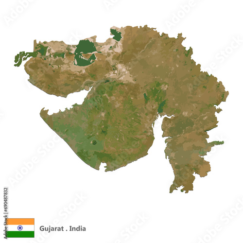 Gujarat, State of India Topographic Map (EPS)