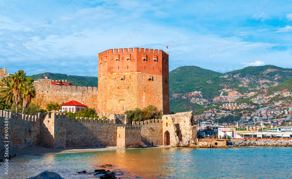Red tower in Alanya, Turkey Red tower in Alanya, Turkey
