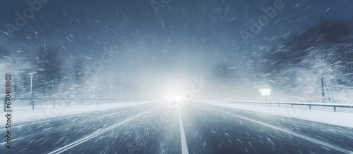 Blurred visibility and modified identification during a blizzard on the road
