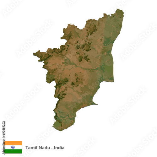 Tamil Nadu, State of India Topographic Map (EPS)