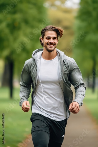 Vertical photo of a young Scandinavian man during a walk in the summer park. Alone with yourself away from the noise of the big city.