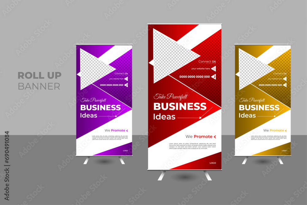 Business roll up banner design template. corporate business roll up banner design.