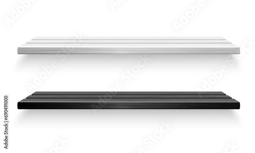 Vector realistic shelves set on white background