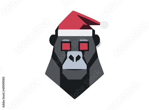 Christmas Gorilla isolate on white background