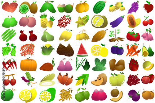 Fototapeta Naklejka Na Ścianę i Meble -  Illustration of types of fruit. Perfect for elements of cookbooks, magazines, newspapers, presentations, advertising