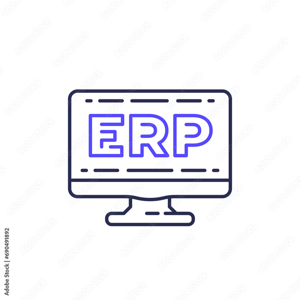 ERP software icon, enterprise resource planning line vector ERP software icon, enterprise resource planning line vector